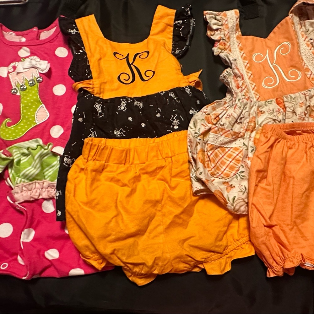 Orange and Black Kids Top with Monogram
